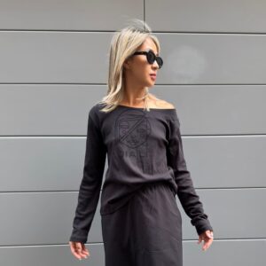 T-SHIRT GLORIA BLACK MANICA LUNGA