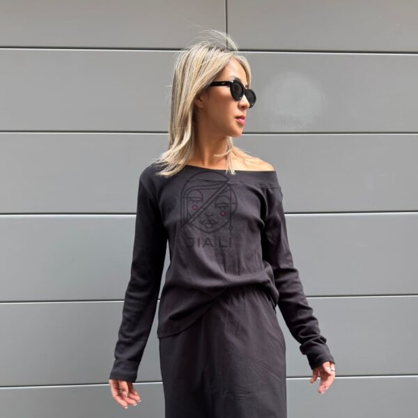 T-SHIRT GLORIA BLACK MANICA LUNGA