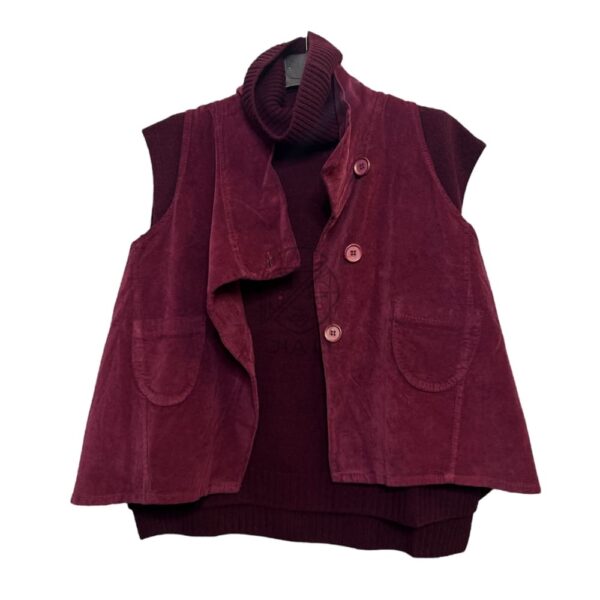 GILET EVA VELLUTO VINO - immagine 2