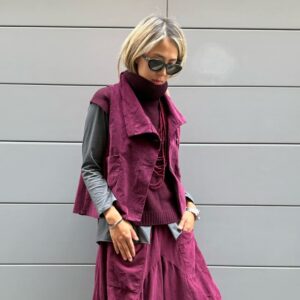GILET EVA VELLUTO VINO