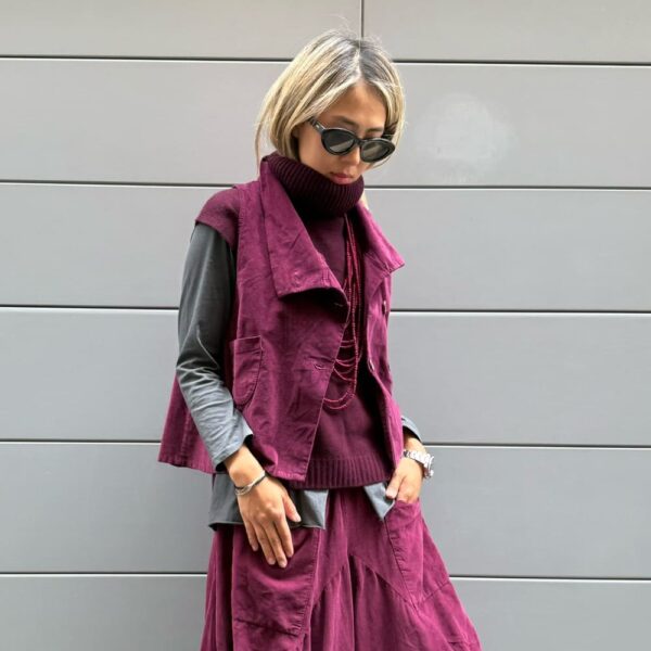 GILET EVA VELLUTO VINO
