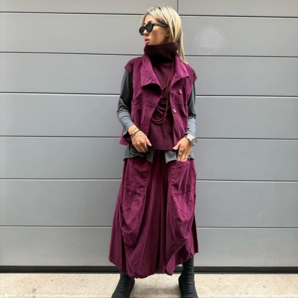 GILET EVA VELLUTO VINO - immagine 3