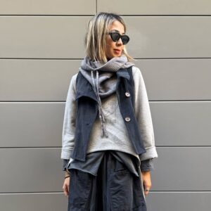 GILET EVA VELLUTO GRIGIO