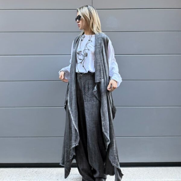 GILET MARRAKECH GRIGIO LINO
