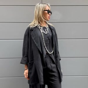 GIACCA PETRA NERO LINO