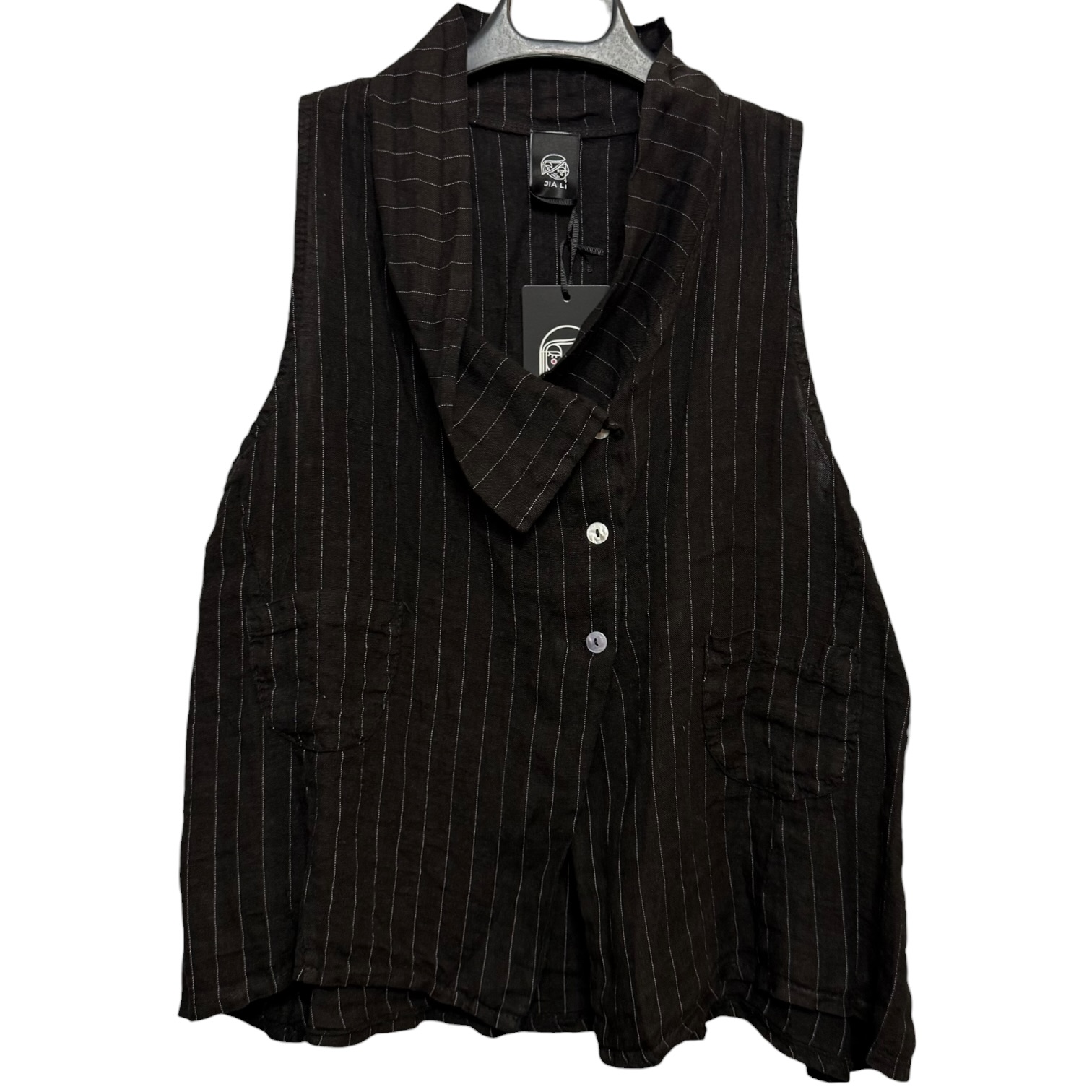 GILET OSTUNI NERO LINO