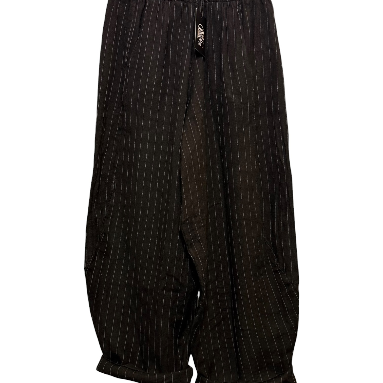 TROUSERS OSTUNI NERO LINO
