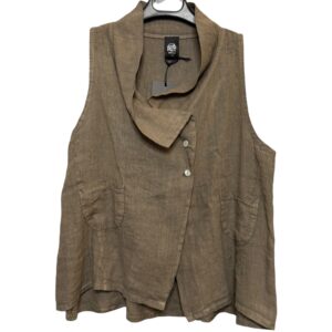 GILET OSTUNI FANGO LINO