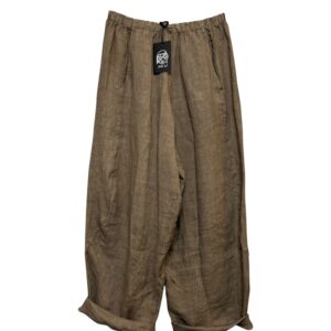 TROUSERS OSTUNI FANGO LINO