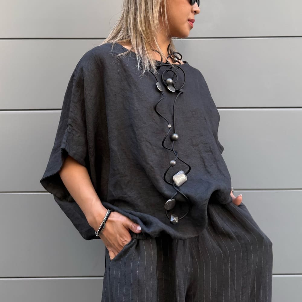 BLUSA MONOPOLI LINO ANTRACITE
