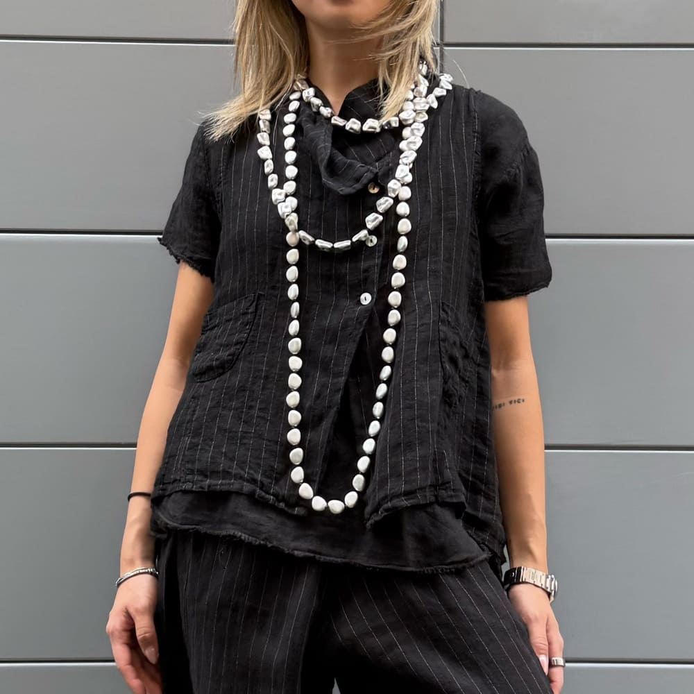 GILET OSTUNI NERO LINO