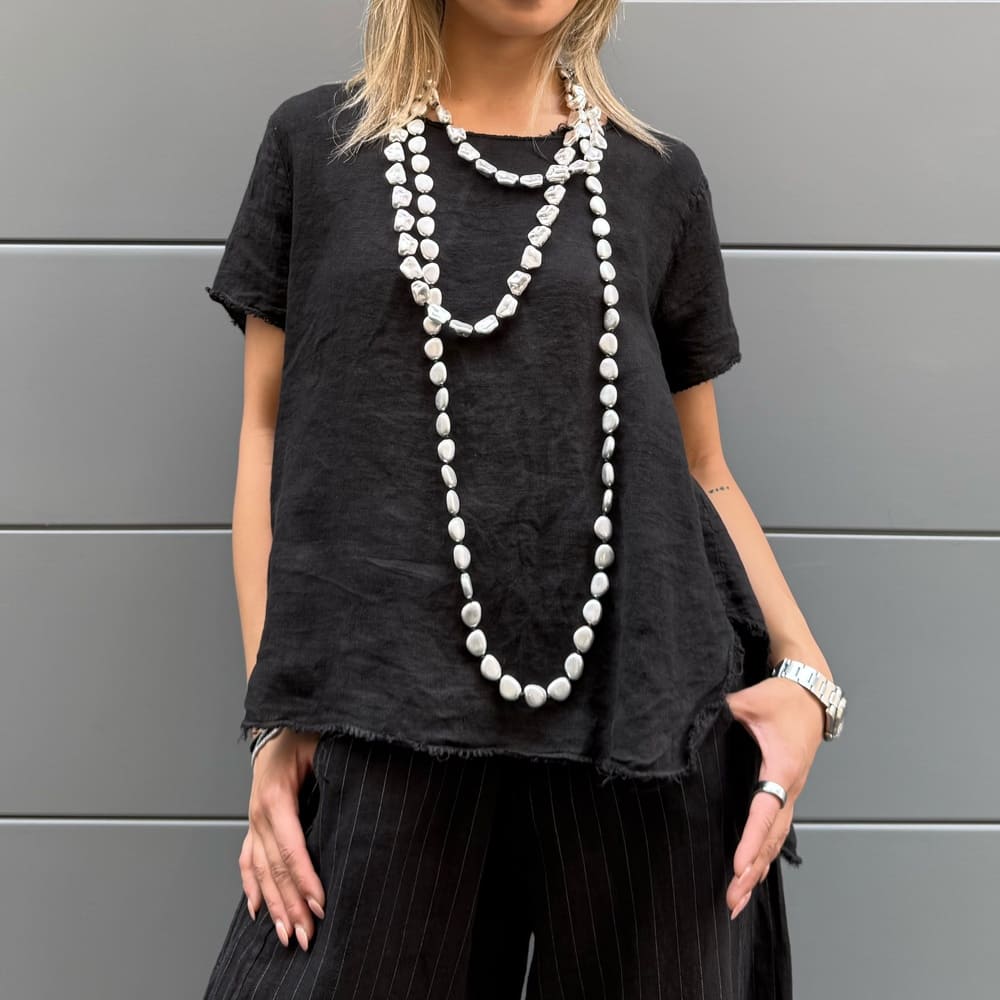 BLUSA OSTUNI NERO LINO