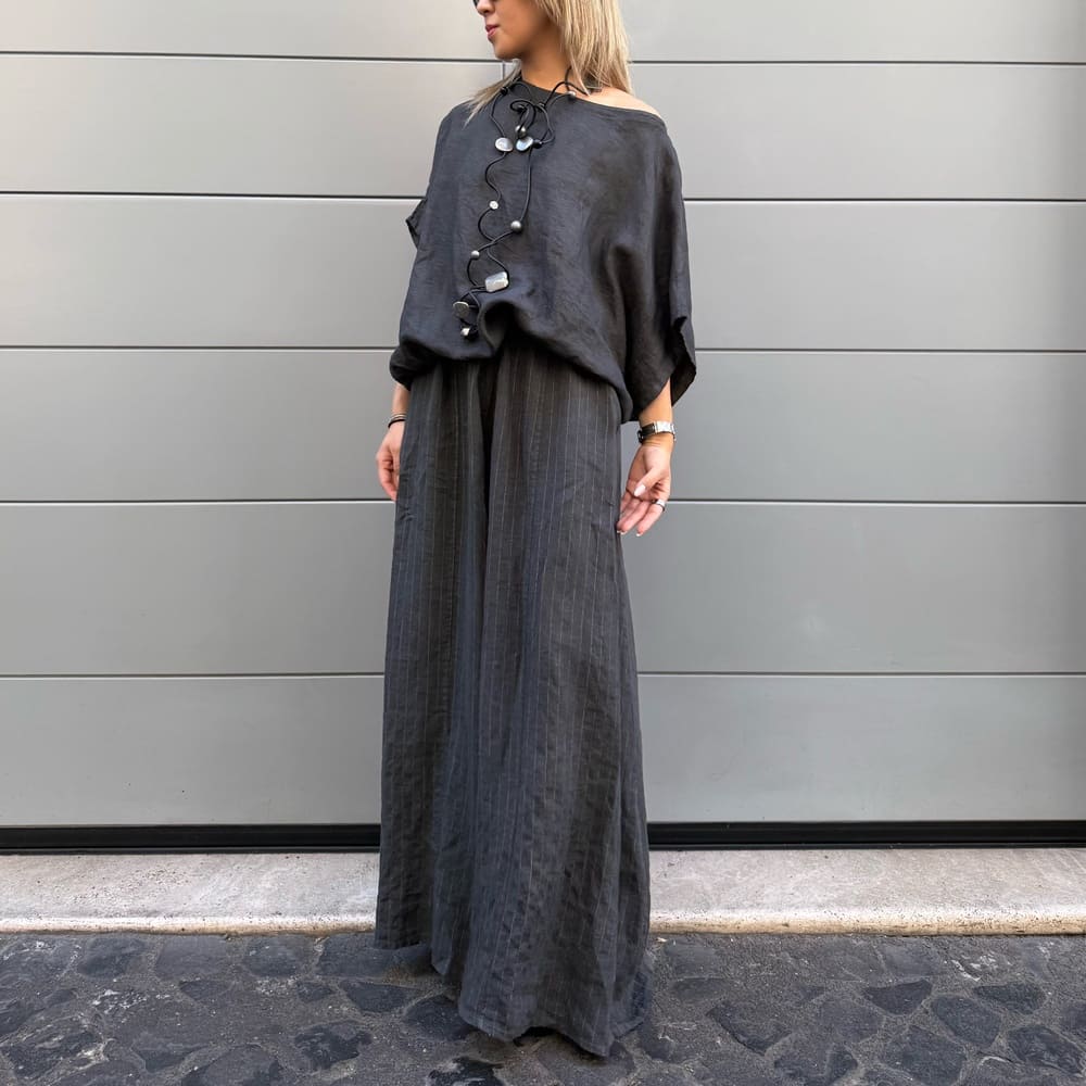 BLUSA MONOPOLI LINO ANTRACITE - immagine 5