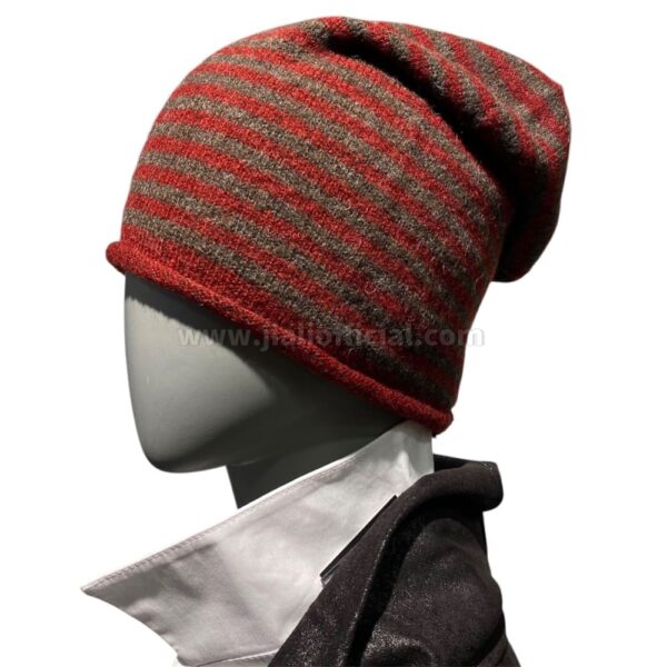 CAPPELLO RIGATO FANGO/ROSSO