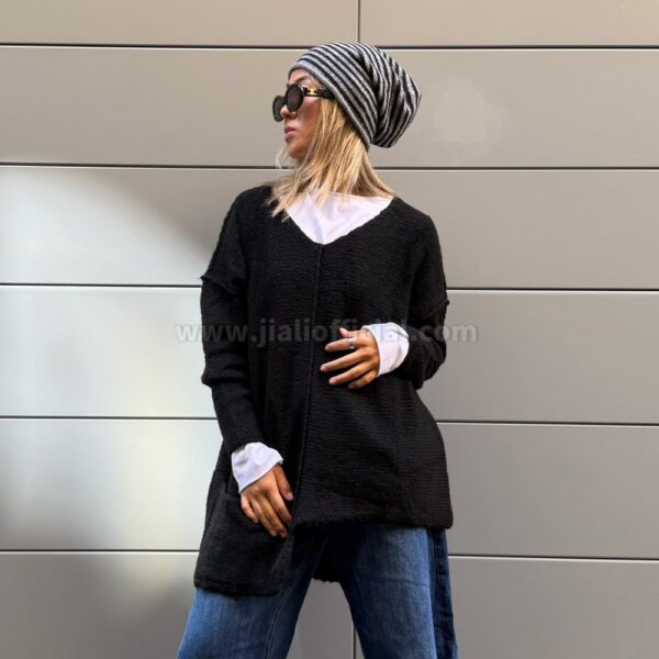 CAPPELLO RIGATO GRIGIO/NERO