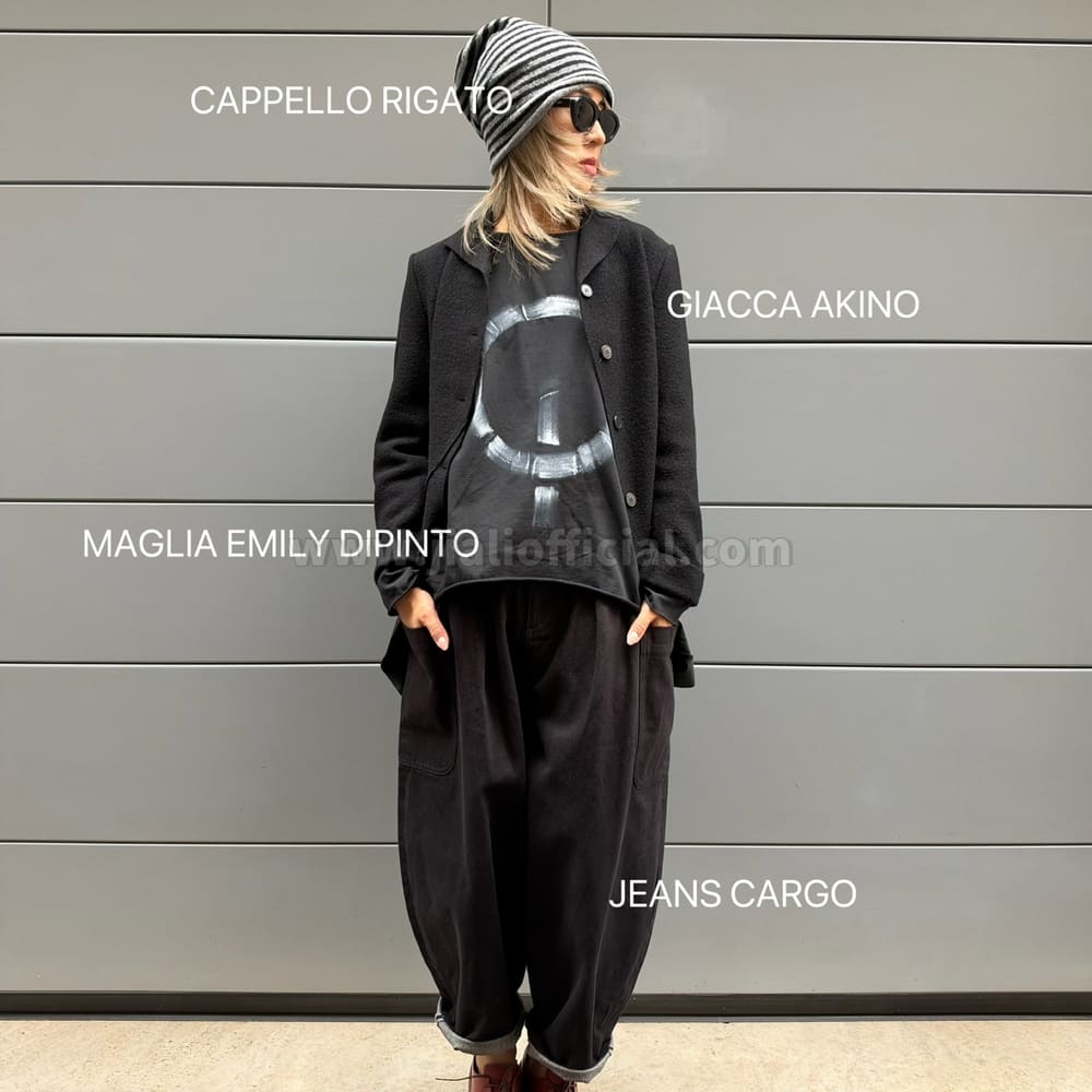 JEANS NERO CARGO - immagine 3