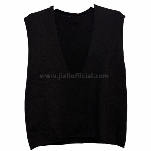 GILET DEEP V MISTO CASHMERE NERO